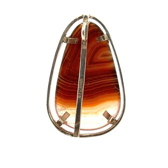 Estate Sterling Silver 925 Large Agate Custom Handmade Pendant, Made in Israel - Picture 5 of 10